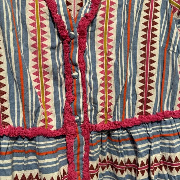 Boden Striped Detail Boho Maxi Dress Cotton Colorful Size 12 - Picture 5 of 10